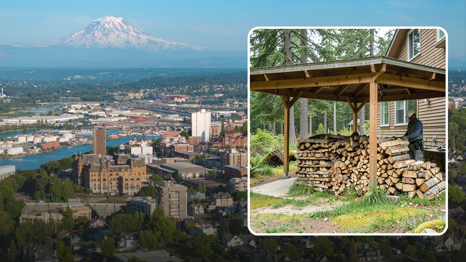 Outdoor Stacking in Tacoma, Pierce County, WA - We stack your delivered firewood outdoors in stable, well-ventilated rows built to season fast and stand up to PNW weather.