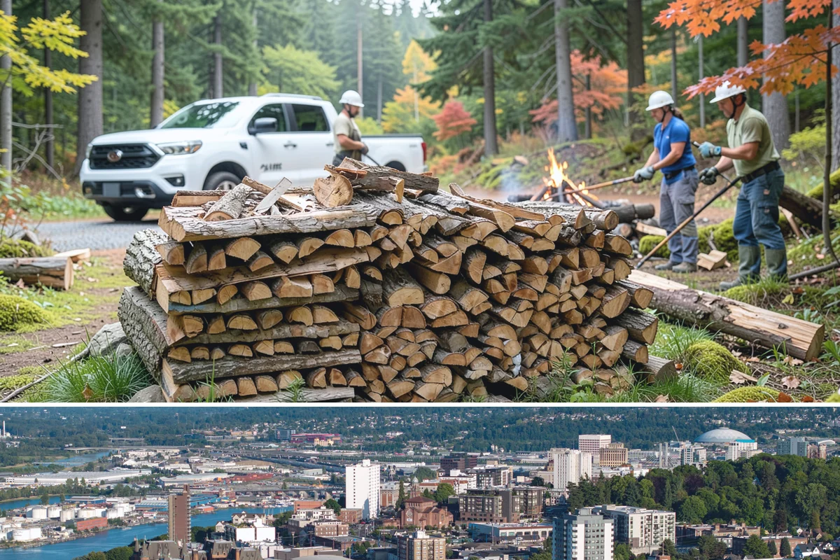Outdoor Stacking in Tacoma, Pierce County, WA - Have wood stacked outdoors in late summer or early fall to season before the wet season.