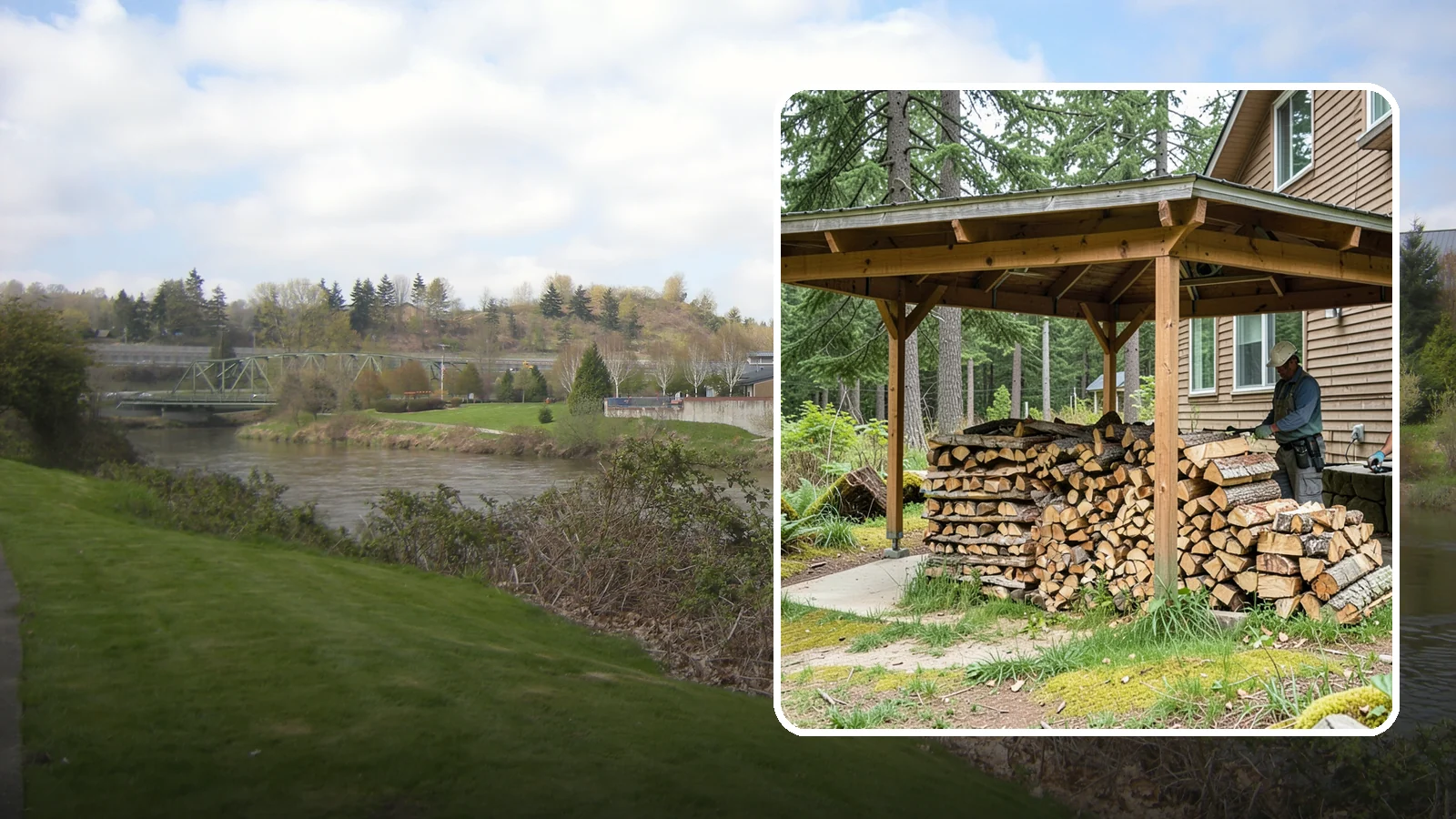 Outdoor Stacking in Tukwila, King County, WA - We stack your delivered firewood outdoors in stable, well-ventilated rows built to season fast and stand up to PNW weather.