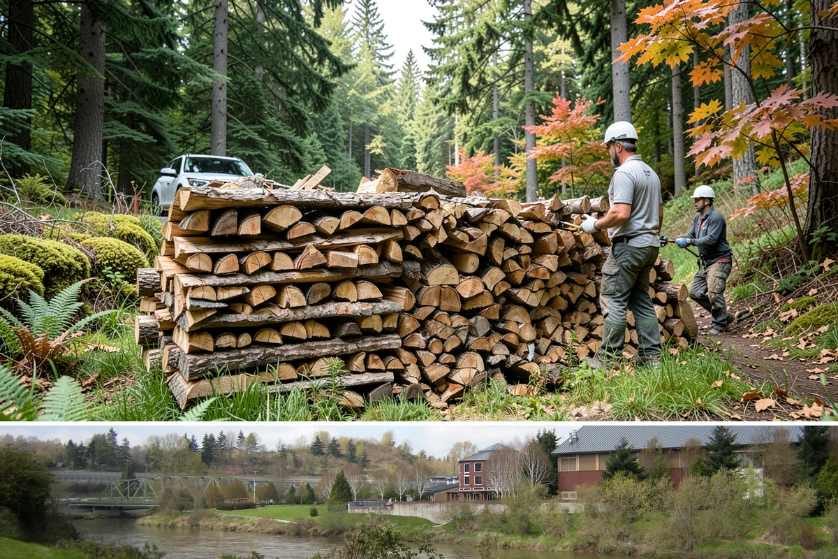Outdoor Stacking in Tukwila, King County, WA - Have wood stacked outdoors in late summer or early fall to season before the wet season.