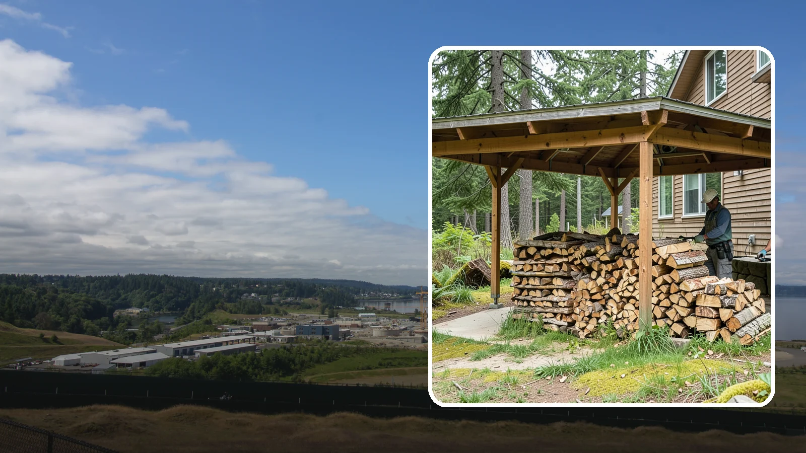 Outdoor Stacking in University Place, Pierce County, WA - We stack your delivered firewood outdoors in stable, well-ventilated rows built to season fast and stand up to PNW weather.