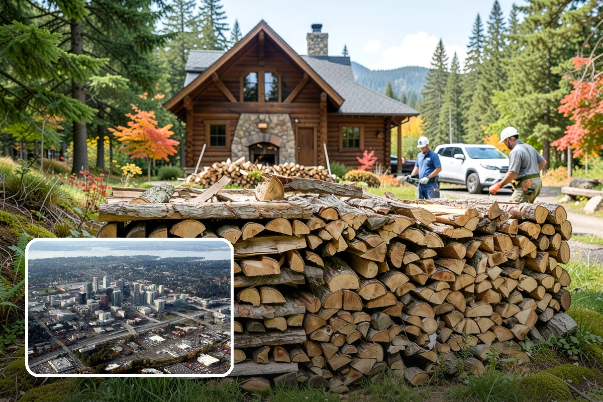 Palletized Firewood in Bellevue, King County, WA - Clean, organized wood kept off wet ground