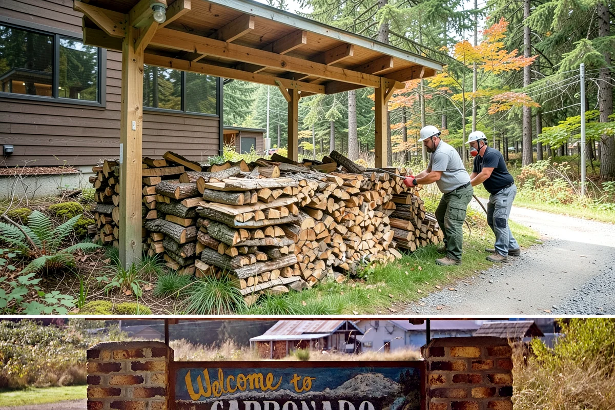 Palletized Firewood in Carbonado, Pierce County, WA - Palletized orders are popular ahead of fall and winter when clean bulk storage matters most.