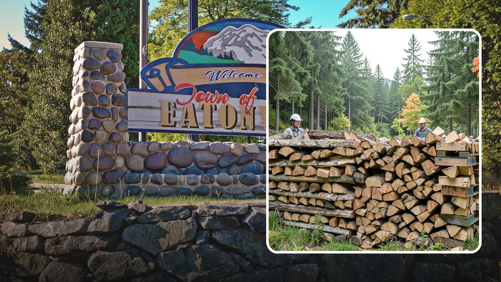 Palletized Firewood in Eatonville, Pierce County, WA - Firewood stacked and secured on pallets for clean handling, easy storage, and forklift transfer.