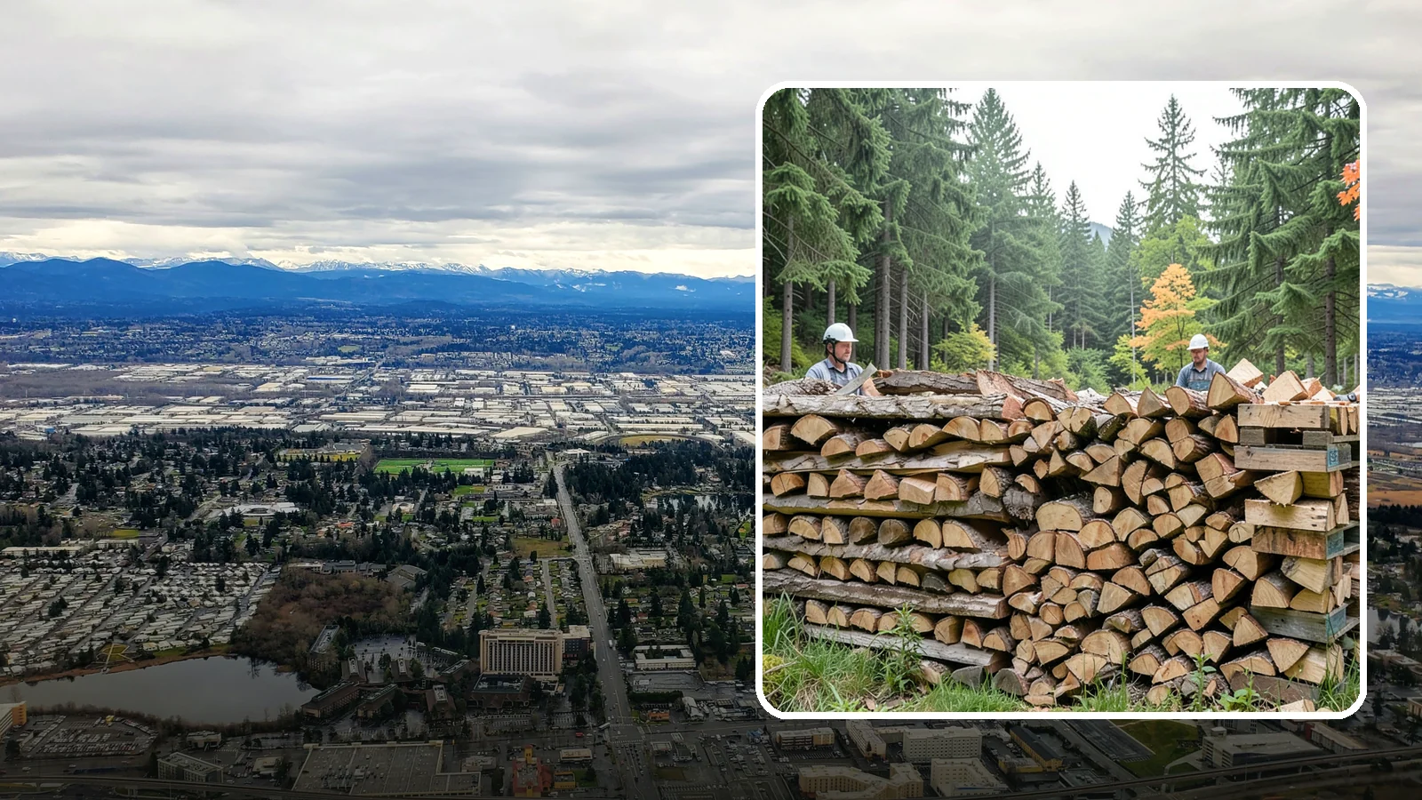 Palletized Firewood in SeaTac, WA - Firewood stacked and secured on pallets for clean handling, easy storage, and forklift transfer.