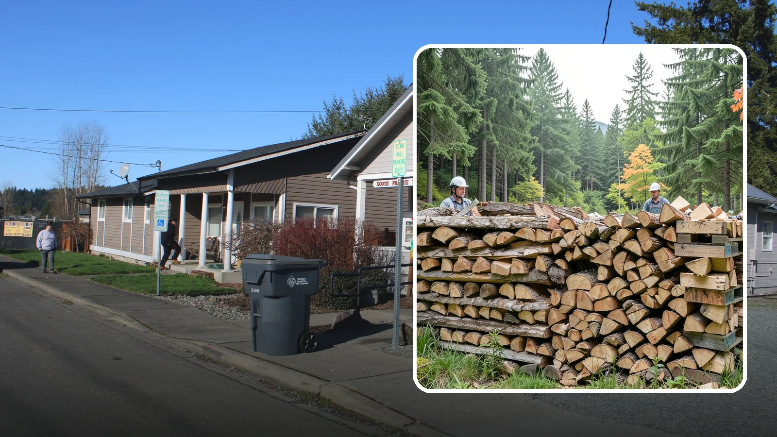 Palletized Firewood in South Prairie, Pierce County, WA - Firewood stacked and secured on pallets for clean handling, easy storage, and forklift transfer.