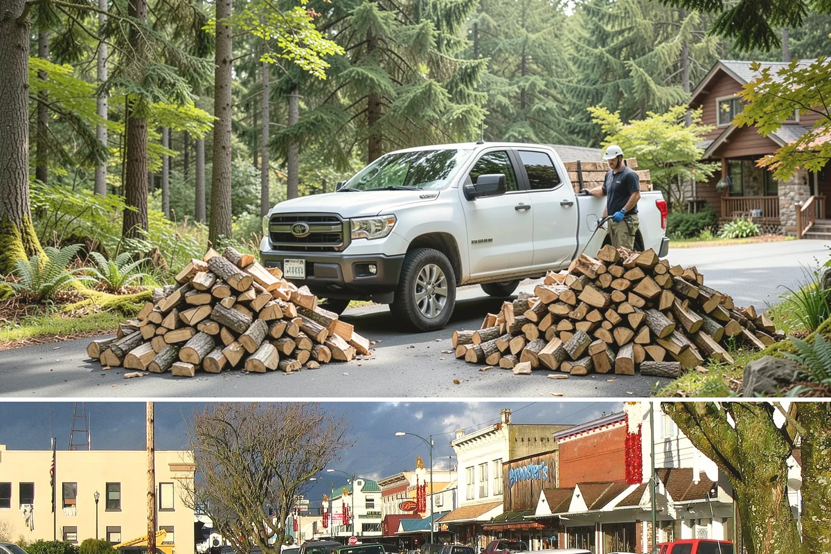 Portable Log Splitting in Arlington, Snohomish County, WA - Frequently booked after fall and winter storms scatter downed wood, though it is available whenever logs need splitting.