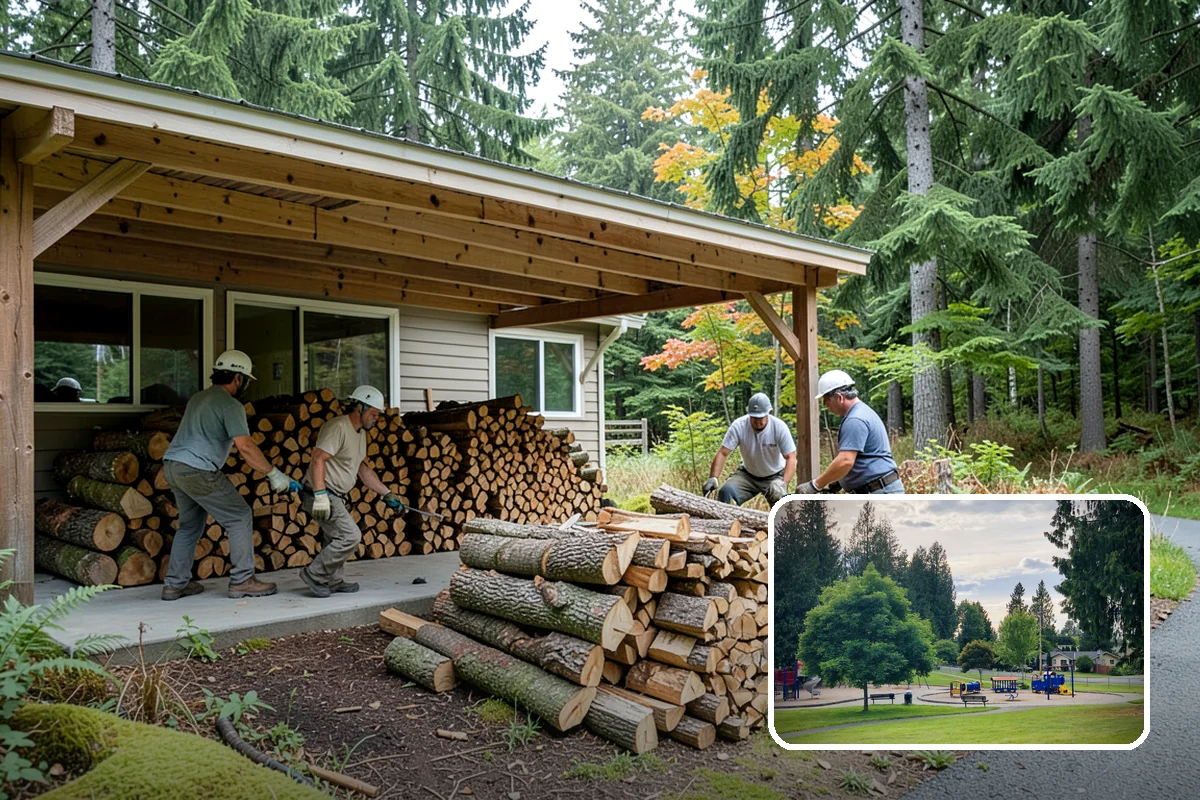Portable Log Splitting in Bonney Lake, Pierce County, WA - Brings the splitter to the wood, not the other way around