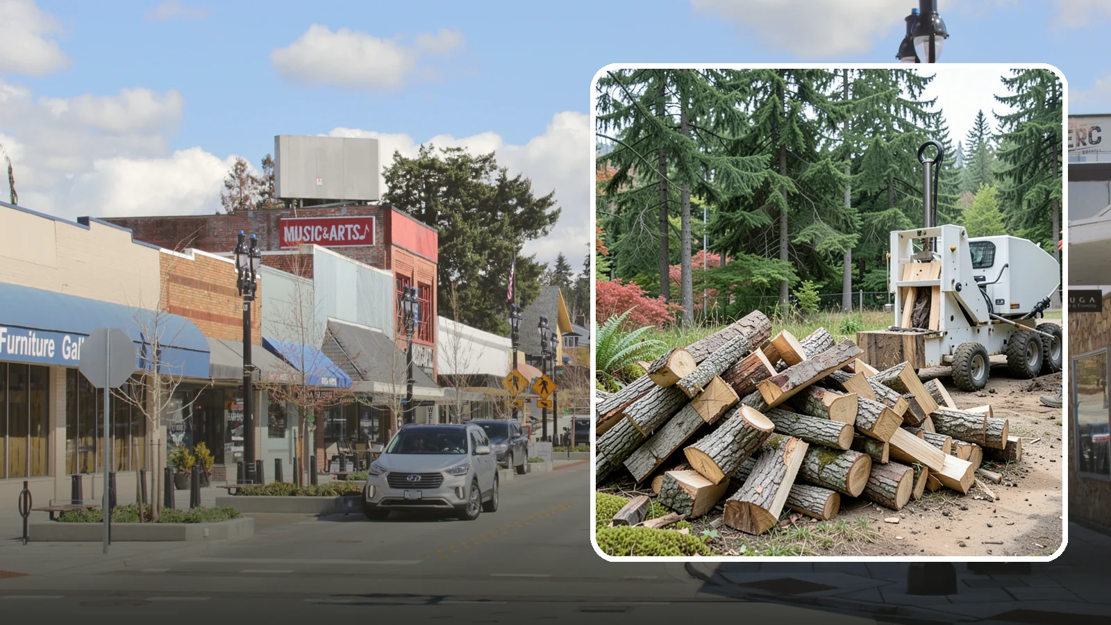 Portable Log Splitting in Bothell, King County, WA - We bring a portable splitter directly to your property to process logs wherever they landed.
