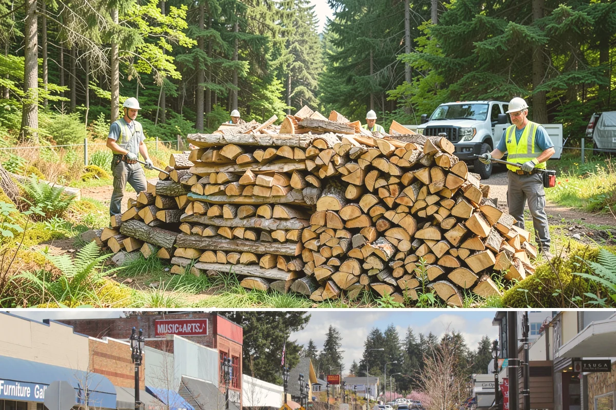 Portable Log Splitting in Bothell, King County, WA - Frequently booked after fall and winter storms scatter downed wood, though it is available whenever logs need splitting.