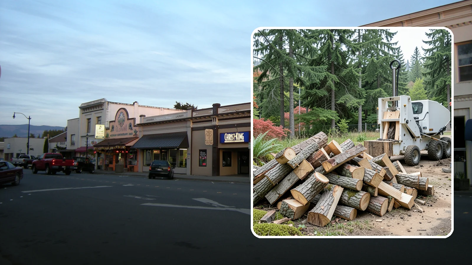 Portable Log Splitting in Burlington, Skagit County, WA - We bring a portable splitter directly to your property to process logs wherever they landed.