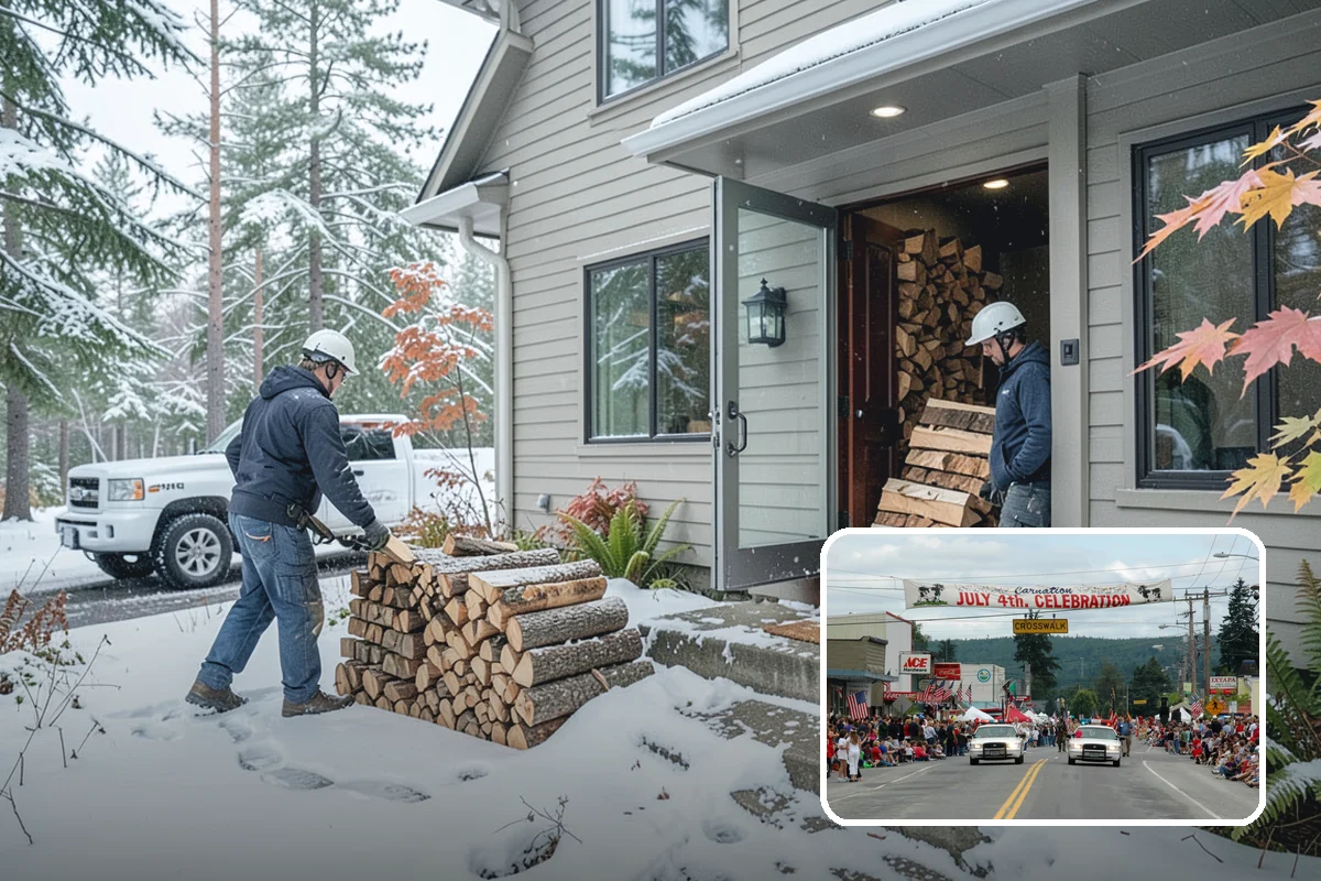 Portable Log Splitting in Carnation, King County, WA - Brings the splitter to the wood, not the other way around