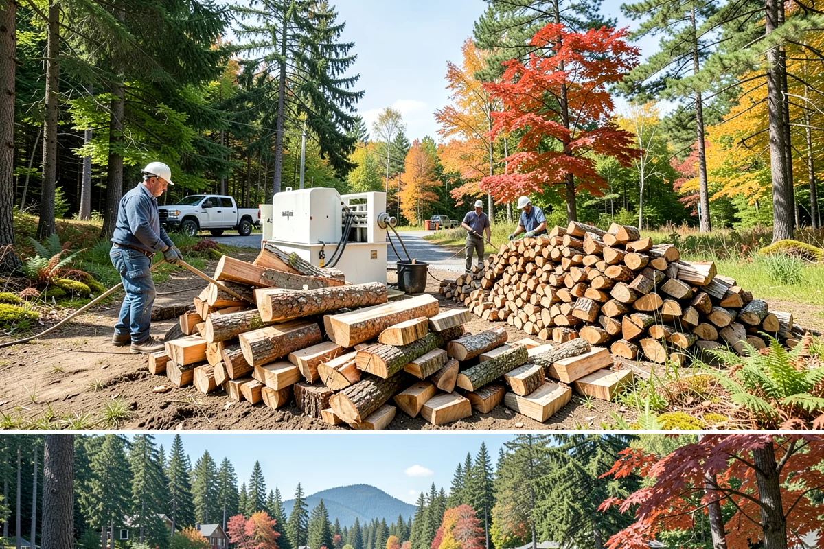 Portable Log Splitting in Covington, WA - Frequently booked after fall and winter storms scatter downed wood, though it is available whenever logs need splitting.