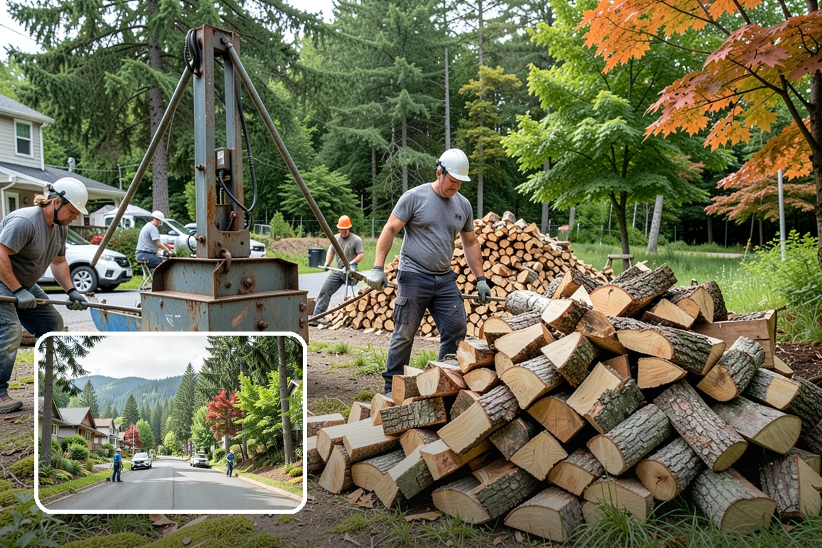 Portable Log Splitting in Darrington, WA - Brings the splitter to the wood, not the other way around