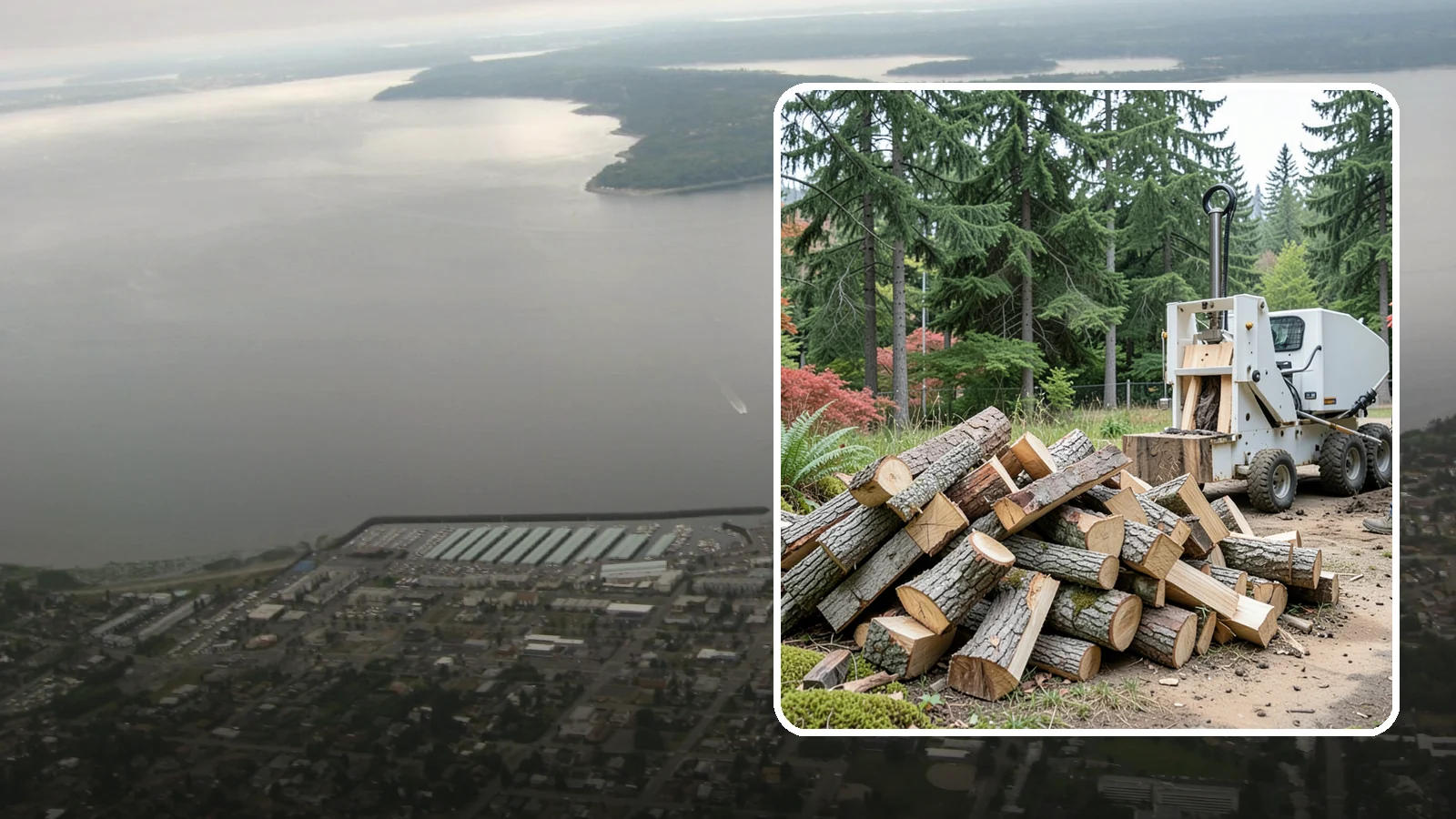 Portable Log Splitting in Des Moines, King County, WA - We bring a portable splitter directly to your property to process logs wherever they landed.