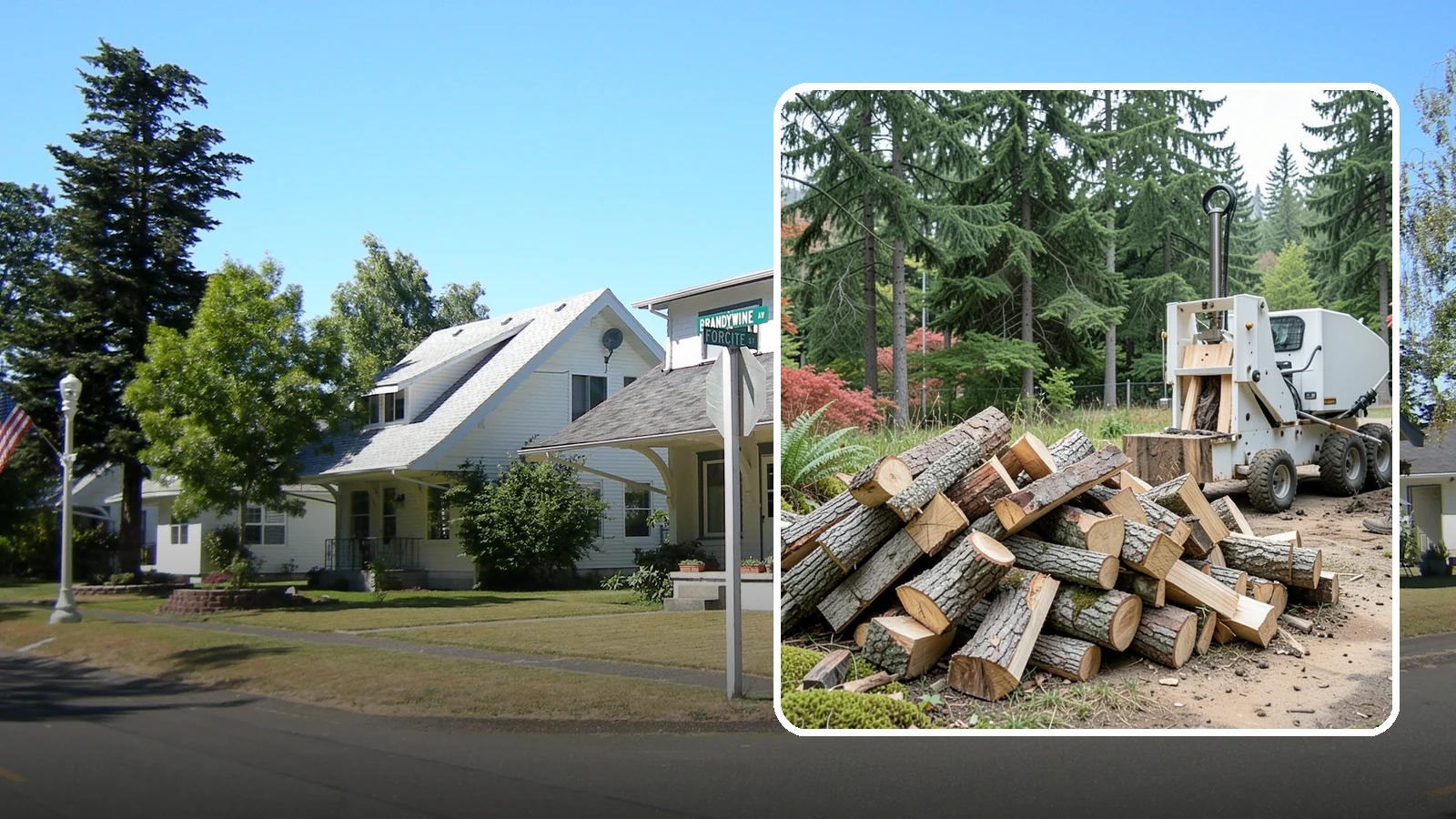 Portable Log Splitting in DuPont, Pierce County, WA - We bring a portable splitter directly to your property to process logs wherever they landed.