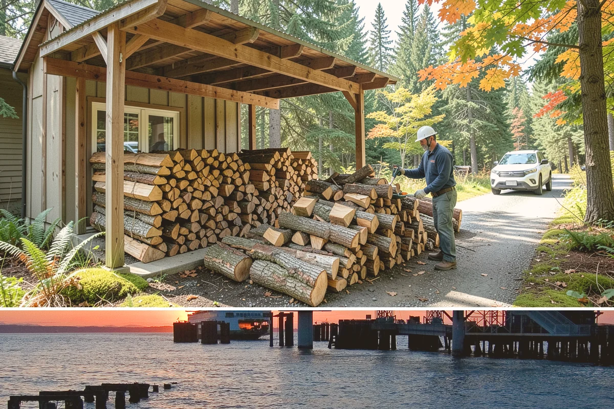 Portable Log Splitting in Edmonds, Snohomish County, WA - Frequently booked after fall and winter storms scatter downed wood, though it is available whenever logs need splitting.