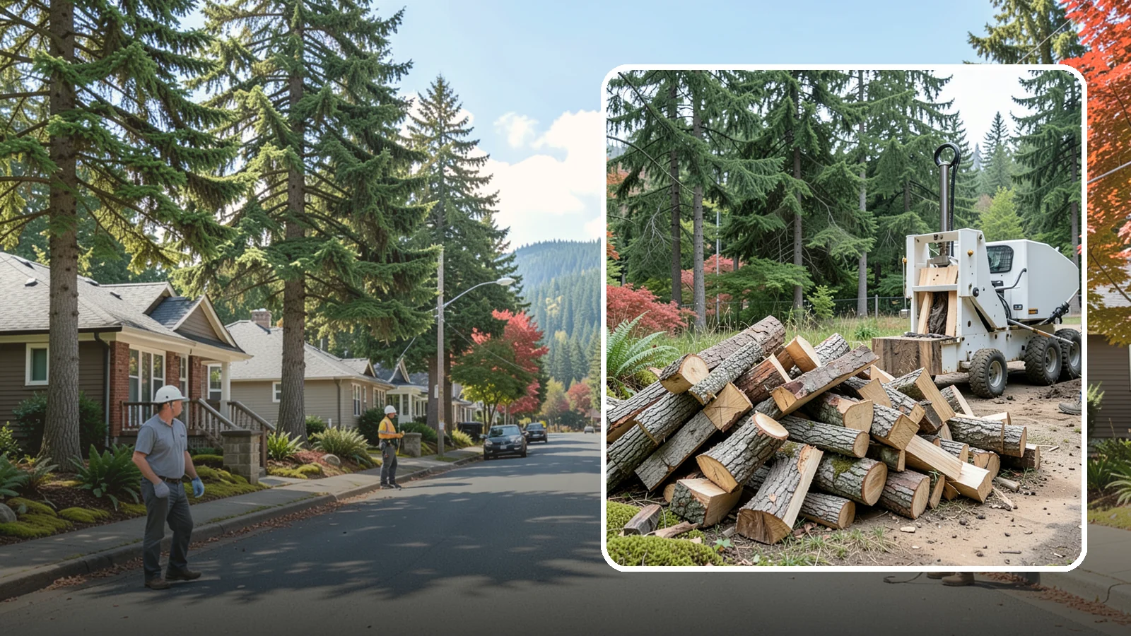 Portable Log Splitting in Hunts Point, King County, WA - We bring a portable splitter directly to your property to process logs wherever they landed.