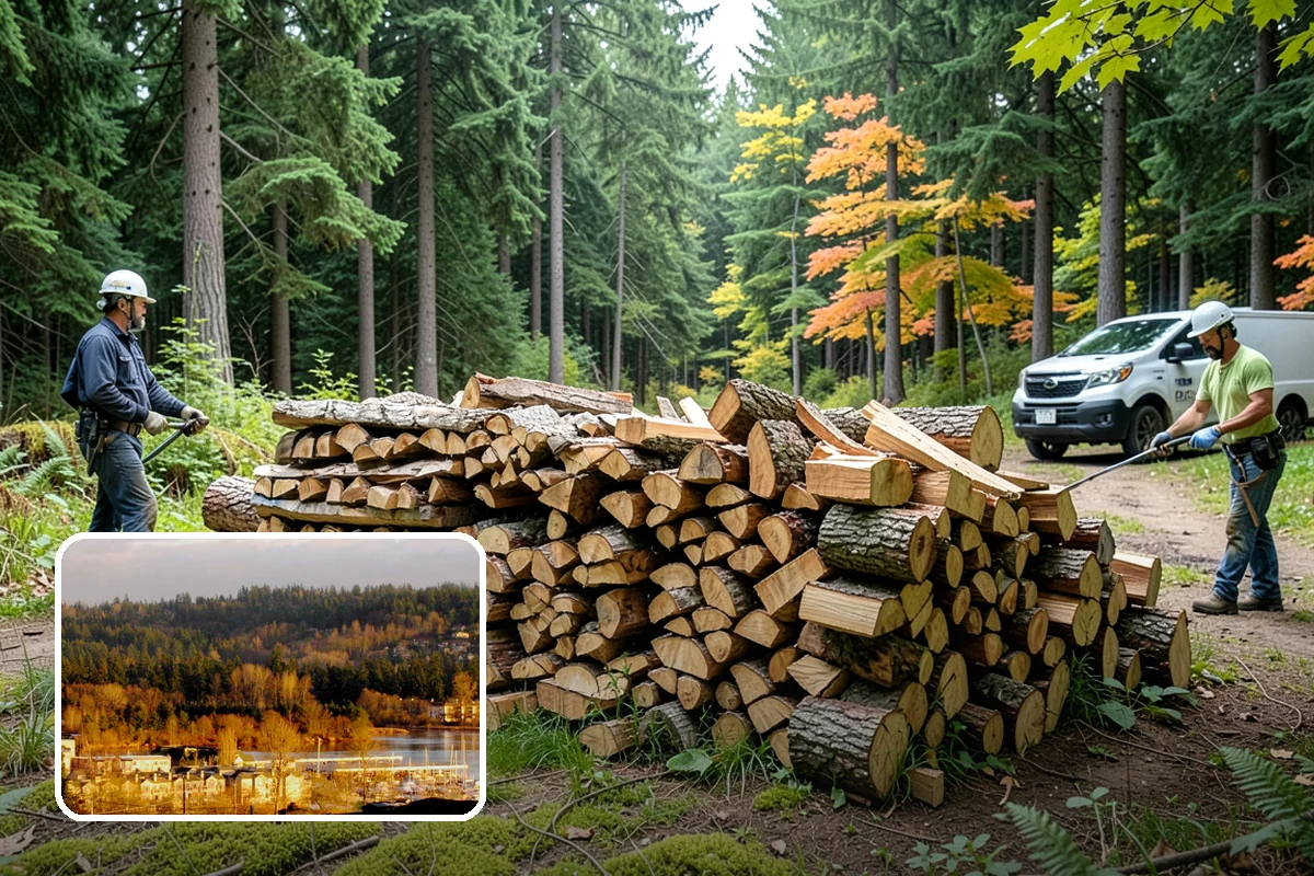 Portable Log Splitting in Kenmore, King County, WA - Brings the splitter to the wood, not the other way around