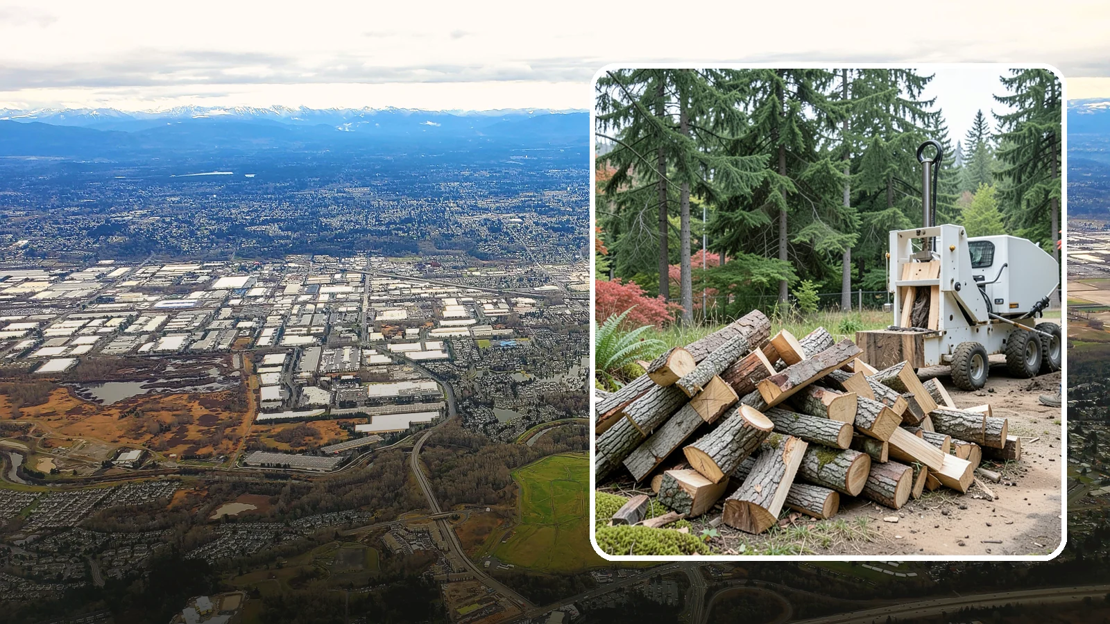 Portable Log Splitting in Kent, King County, WA - We bring a portable splitter directly to your property to process logs wherever they landed.