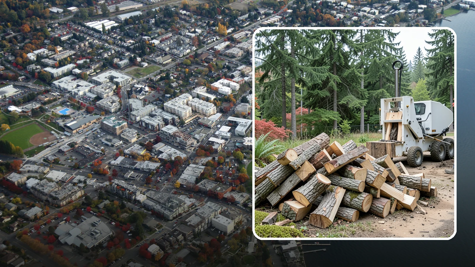 Portable Log Splitting in Kirkland, King County, WA - We bring a portable splitter directly to your property to process logs wherever they landed.