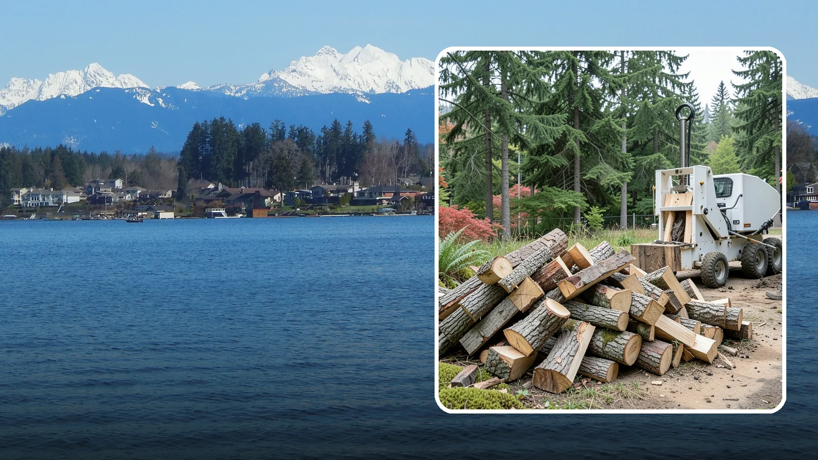 Portable Log Splitting in Lake Stevens, Snohomish County, WA - We bring a portable splitter directly to your property to process logs wherever they landed.