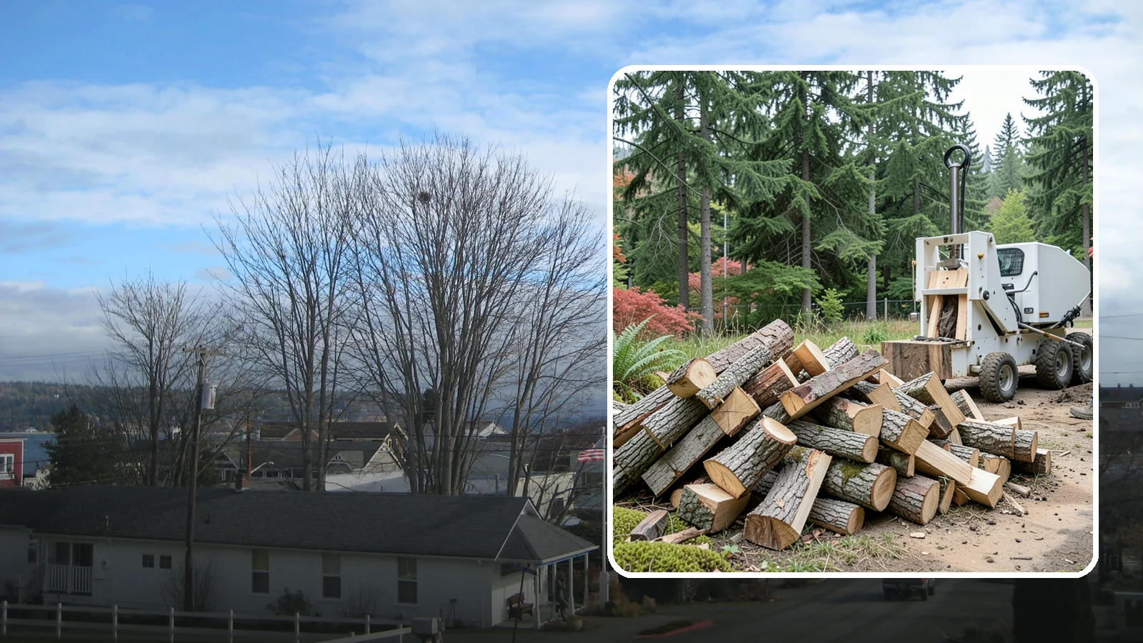 Portable Log Splitting in Langley, WA - We bring a portable splitter directly to your property to process logs wherever they landed.