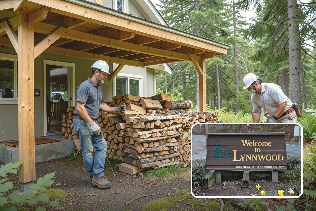 Portable Log Splitting in Lynnwood, Snohomish County, WA - Brings the splitter to the wood, not the other way around