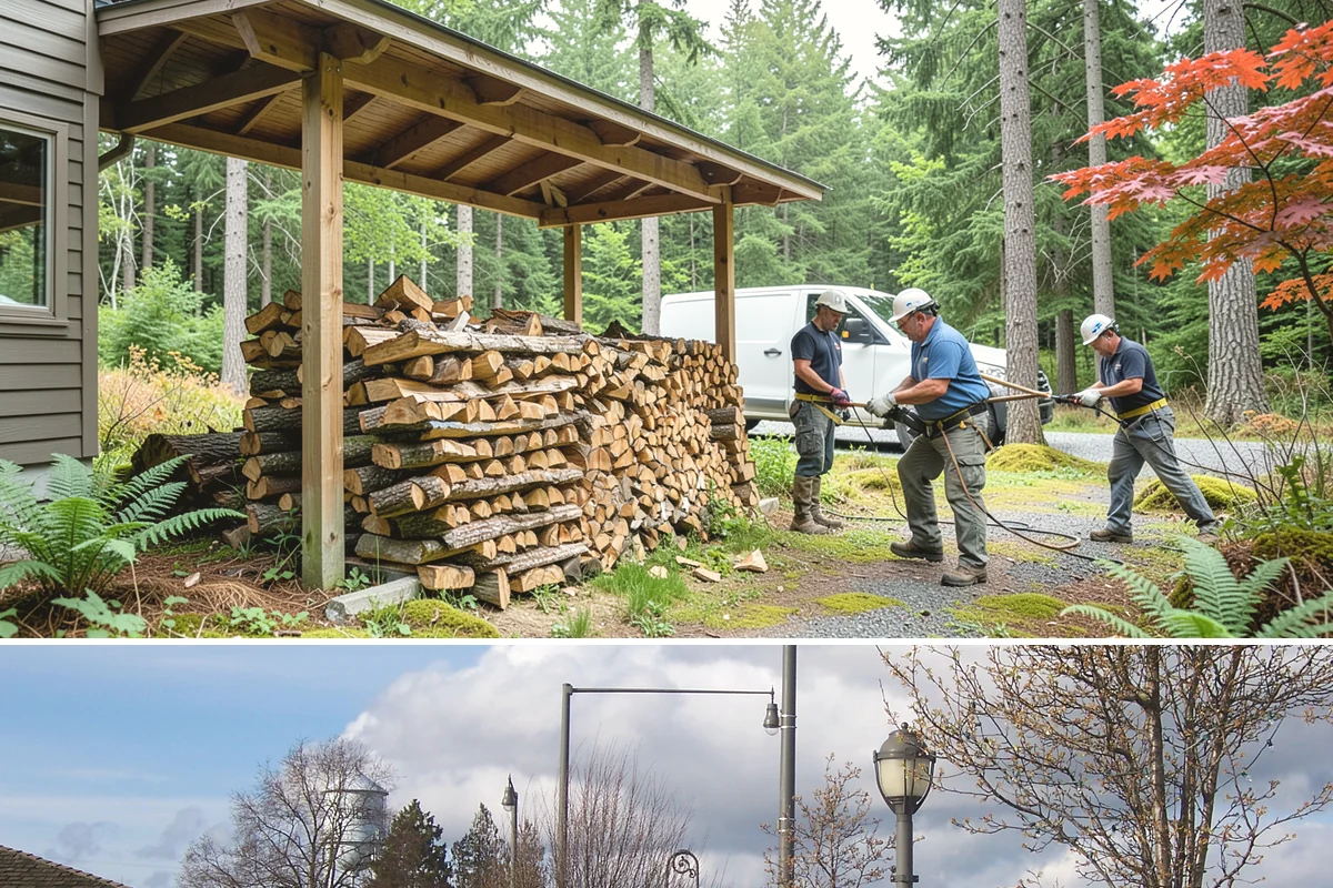 Portable Log Splitting in Marysville, Snohomish County, WA - Frequently booked after fall and winter storms scatter downed wood, though it is available whenever logs need splitting.