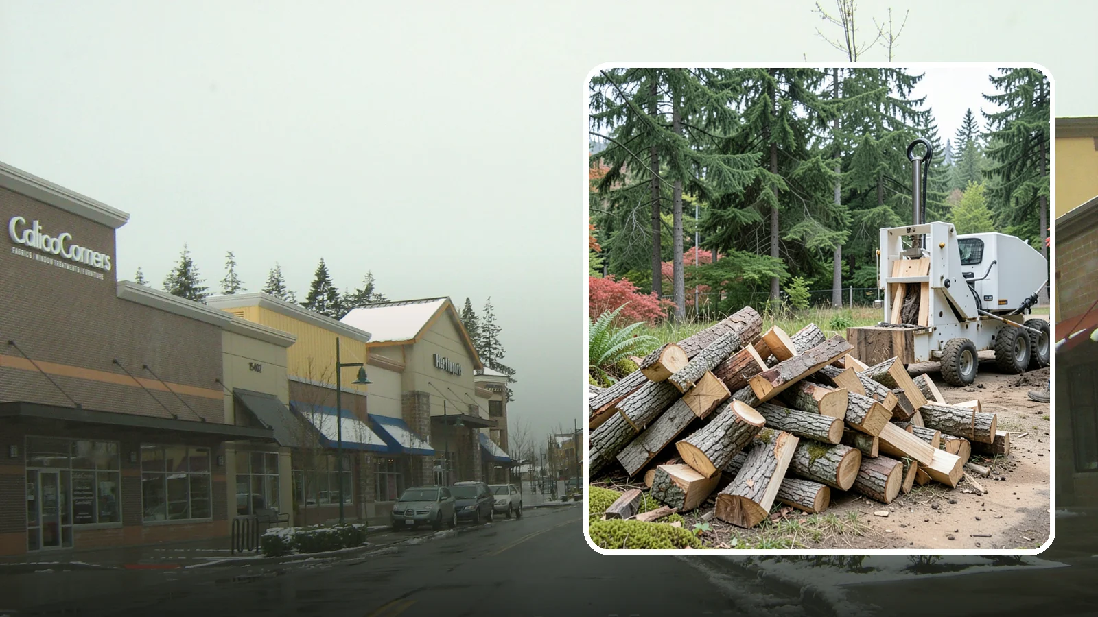 Portable Log Splitting in Mill Creek, Snohomish County, WA - We bring a portable splitter directly to your property to process logs wherever they landed.