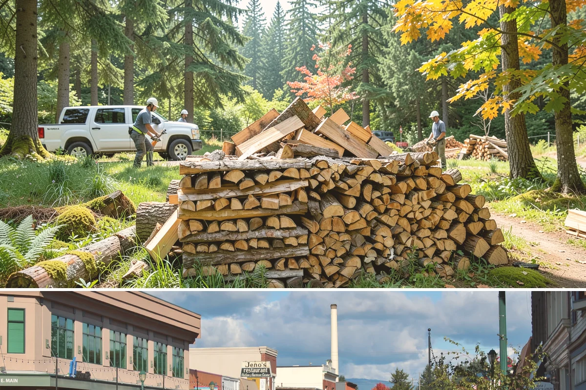 Portable Log Splitting in Monroe, Snohomish County, WA - Frequently booked after fall and winter storms scatter downed wood, though it is available whenever logs need splitting.