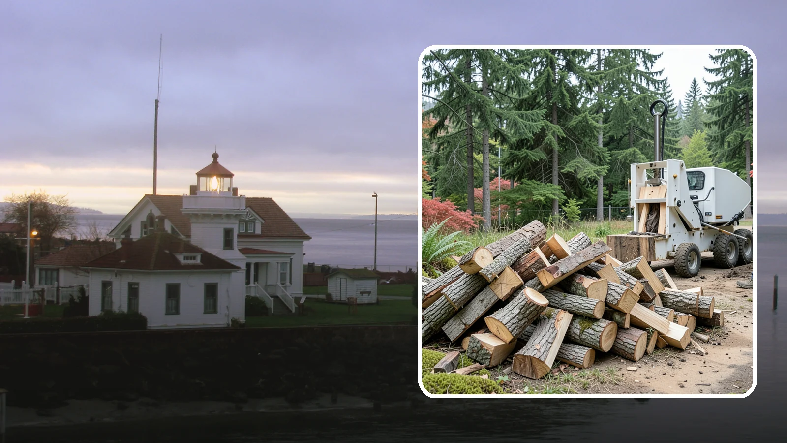 Portable Log Splitting in Mukilteo, Snohomish County, WA - We bring a portable splitter directly to your property to process logs wherever they landed.