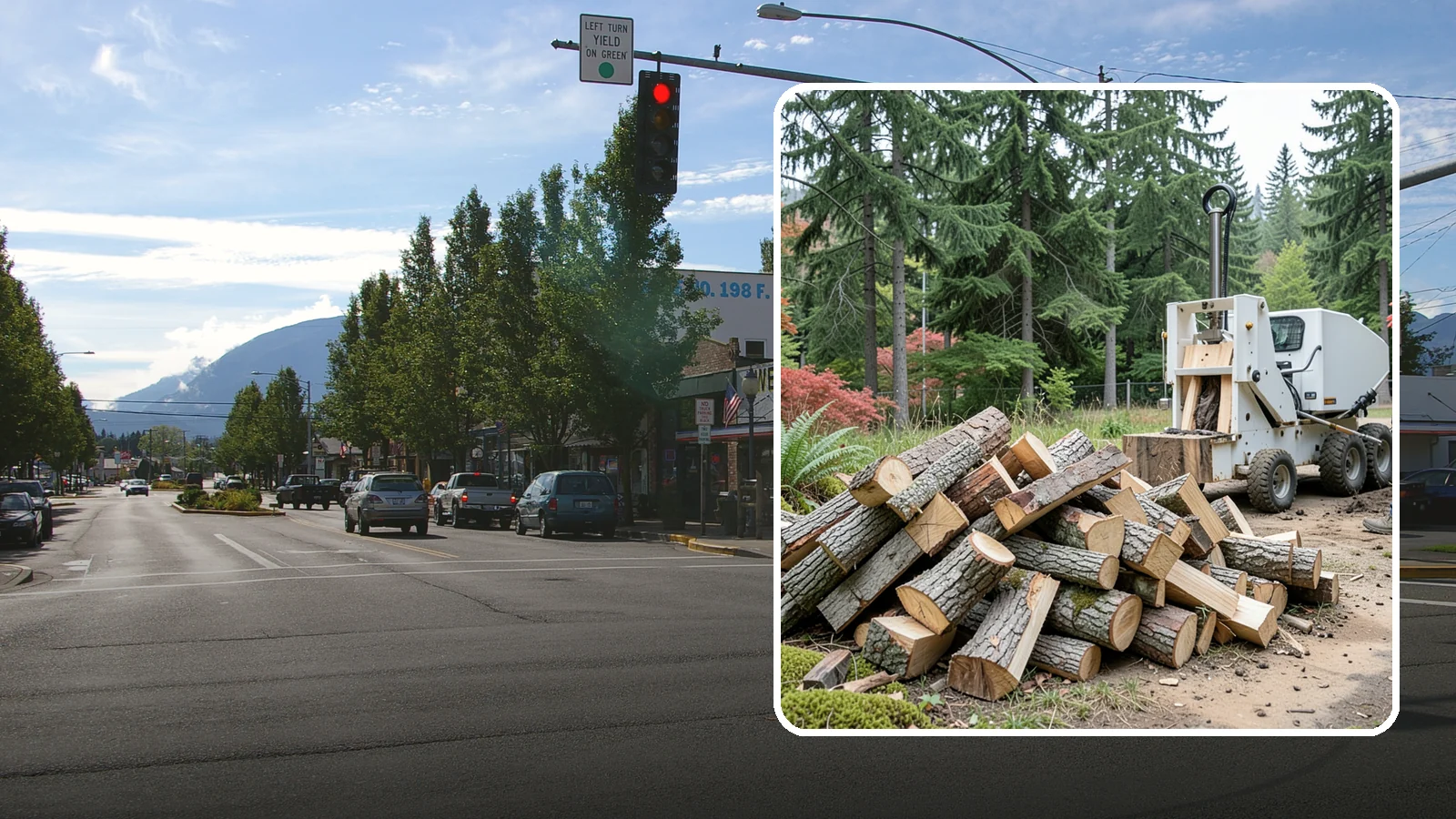 Portable Log Splitting in North Bend, King County, WA - We bring a portable splitter directly to your property to process logs wherever they landed.