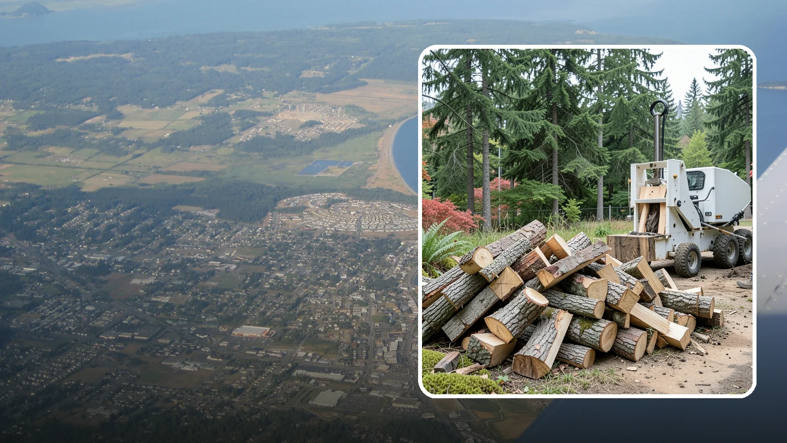 Portable Log Splitting in Oak Harbor, Island County, WA - We bring a portable splitter directly to your property to process logs wherever they landed.