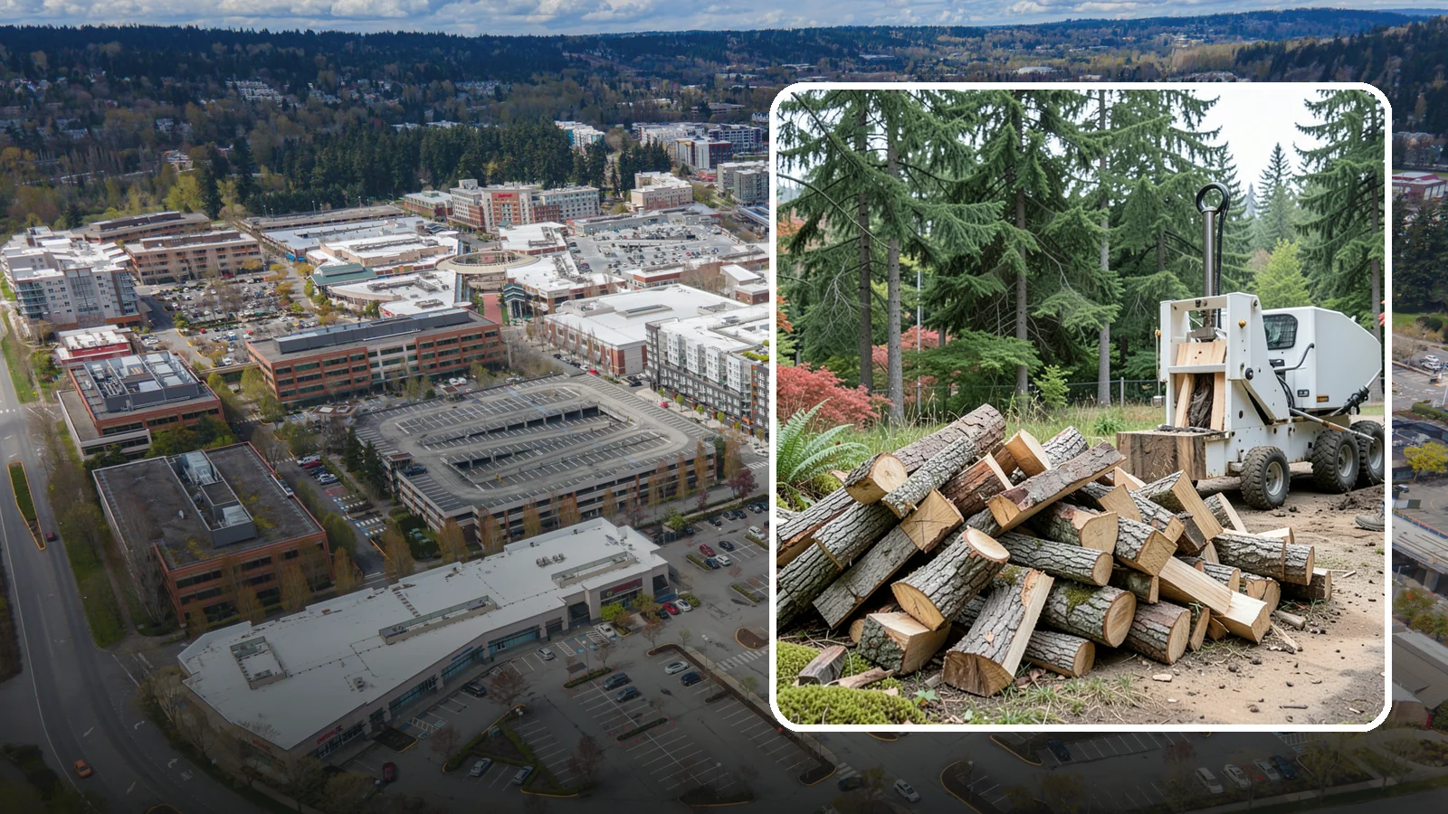 Portable Log Splitting in Redmond, King County, WA - We bring a portable splitter directly to your property to process logs wherever they landed.