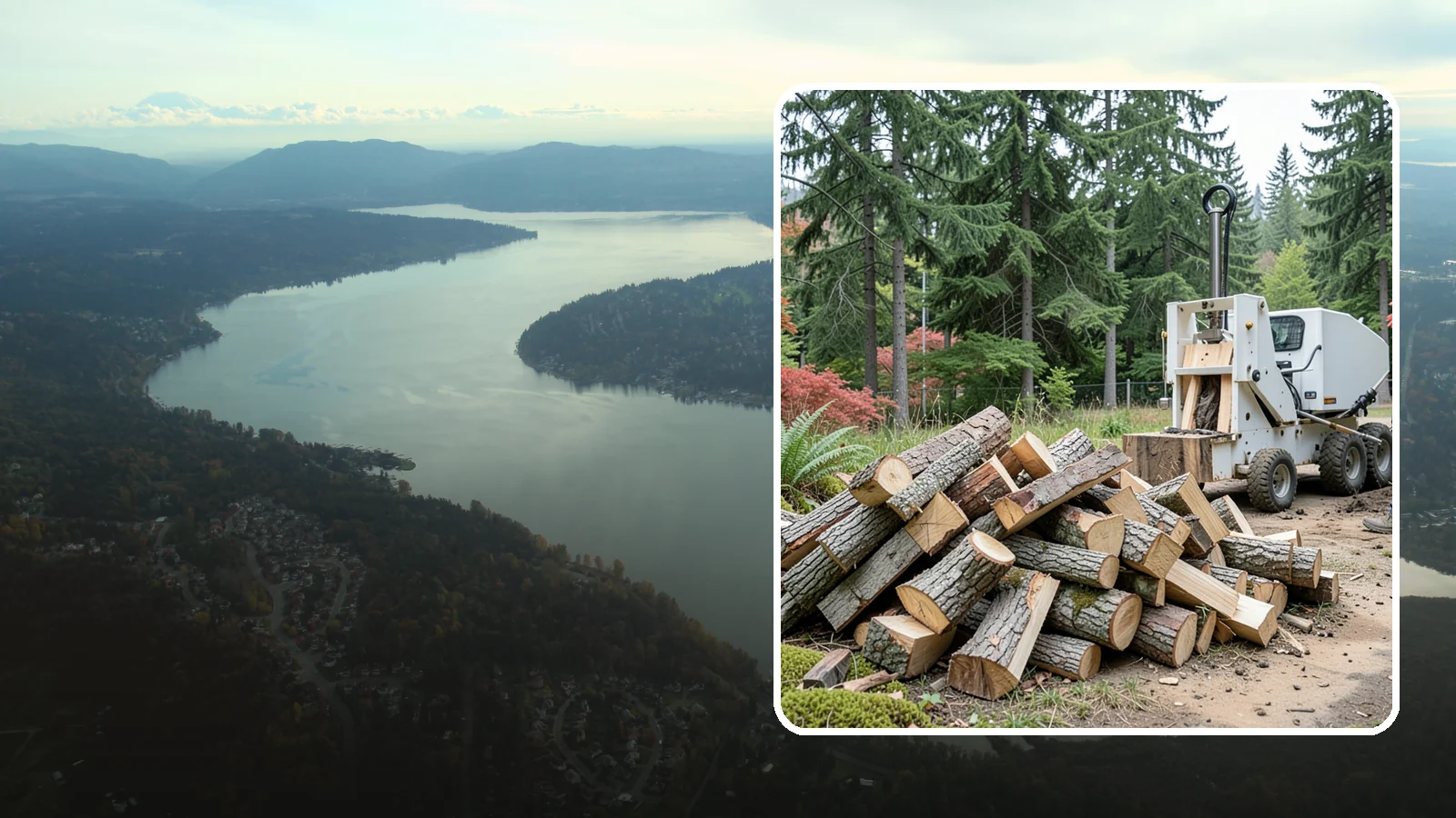 Portable Log Splitting in Sammamish, King County, WA - We bring a portable splitter directly to your property to process logs wherever they landed.