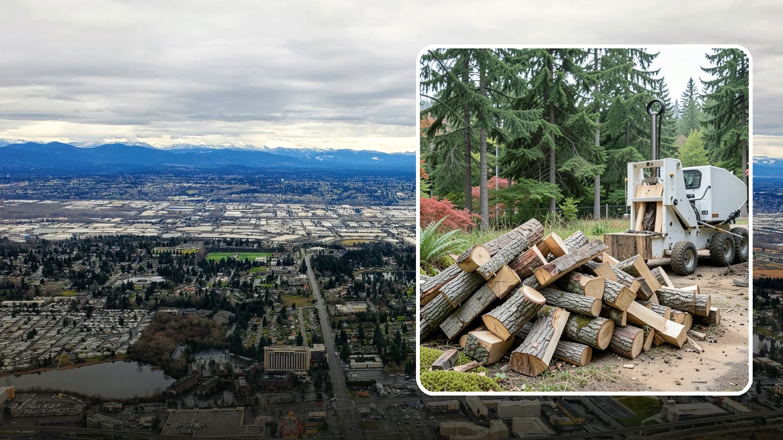 Portable Log Splitting in SeaTac, WA - We bring a portable splitter directly to your property to process logs wherever they landed.