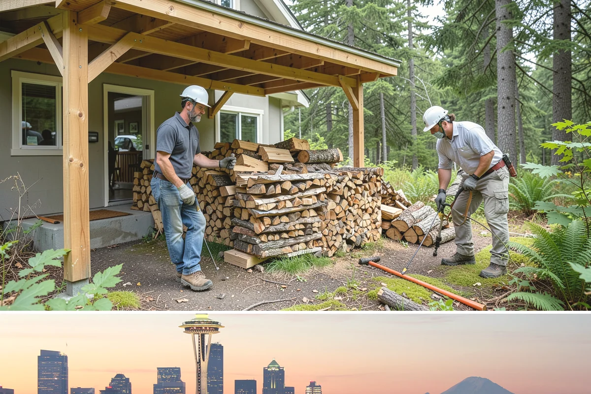 Portable Log Splitting in Seattle, King County, WA - Frequently booked after fall and winter storms scatter downed wood, though it is available whenever logs need splitting.