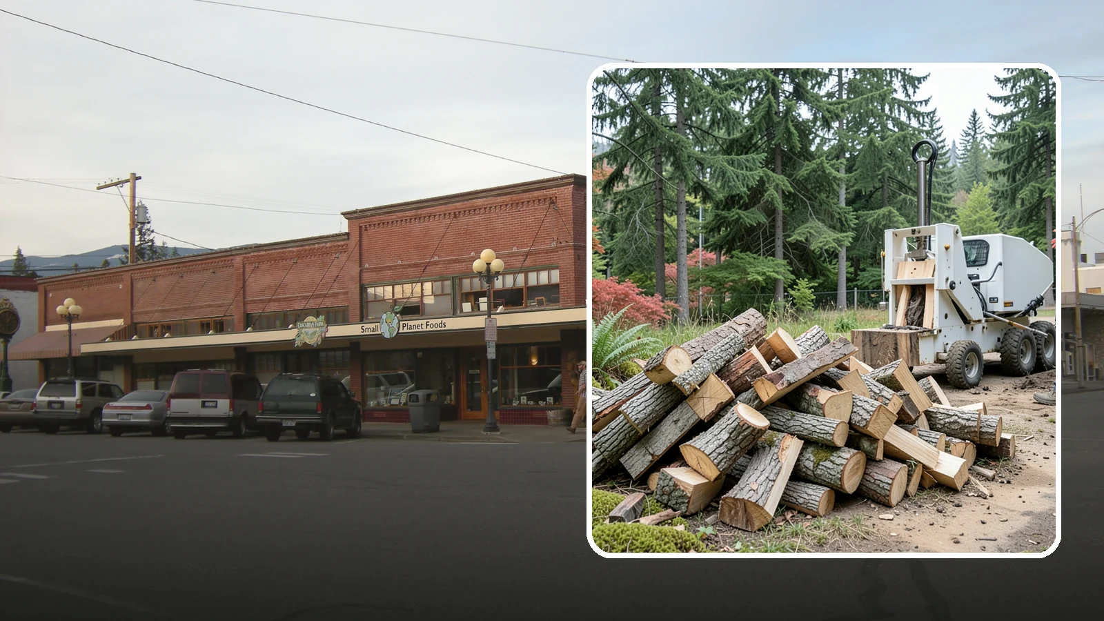 Portable Log Splitting in Sedro-Woolley, Skagit County, WA - We bring a portable splitter directly to your property to process logs wherever they landed.