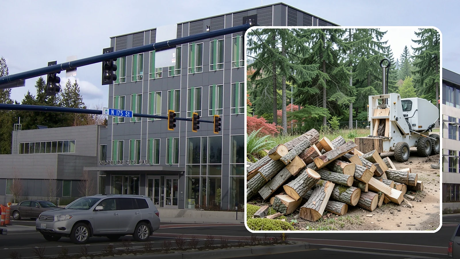 Portable Log Splitting in Shoreline, King County, WA - We bring a portable splitter directly to your property to process logs wherever they landed.
