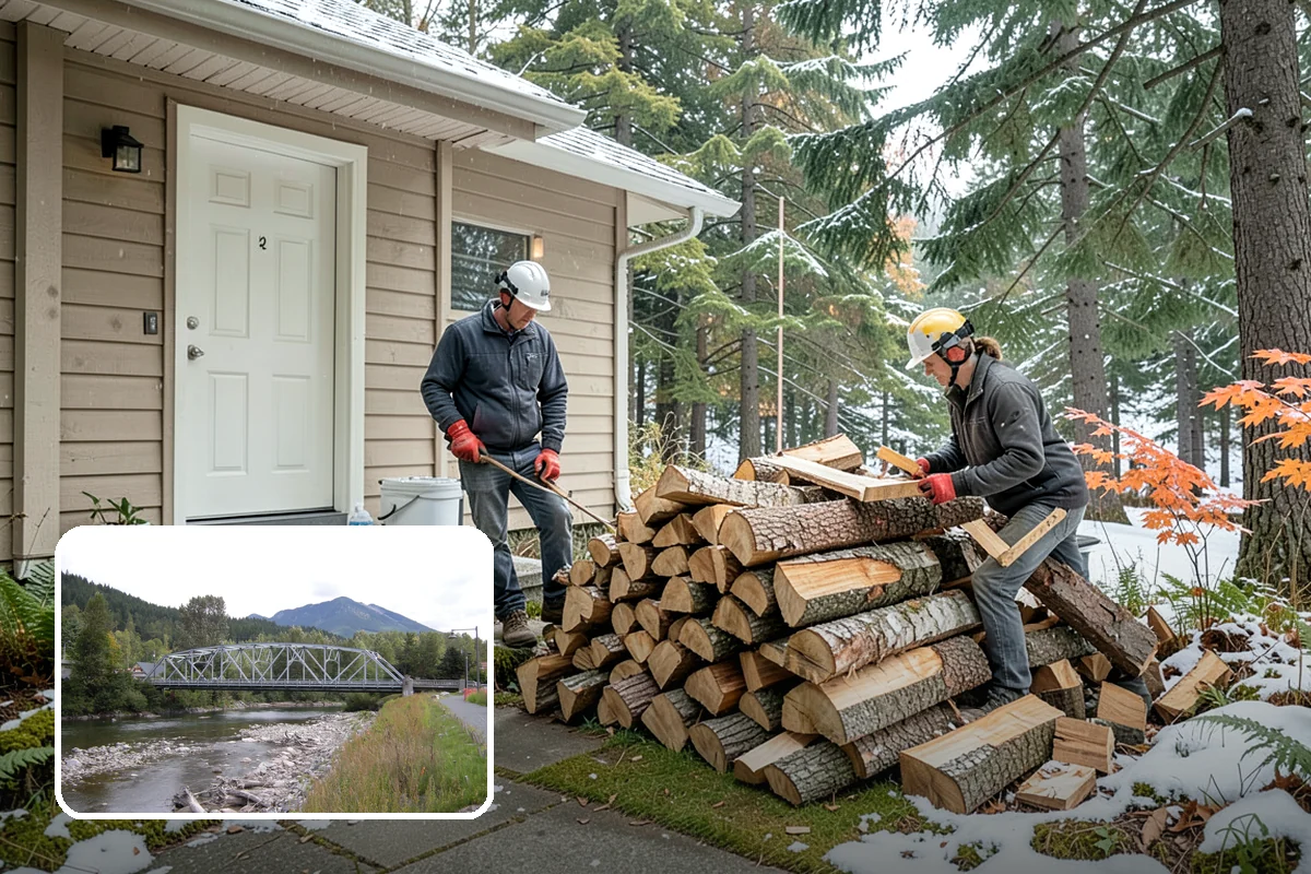 Portable Log Splitting in Skykomish, King County, WA - Brings the splitter to the wood, not the other way around