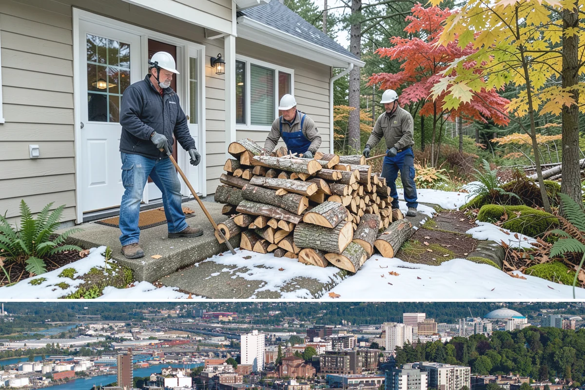 Portable Log Splitting in Tacoma, Pierce County, WA - Frequently booked after fall and winter storms scatter downed wood, though it is available whenever logs need splitting.