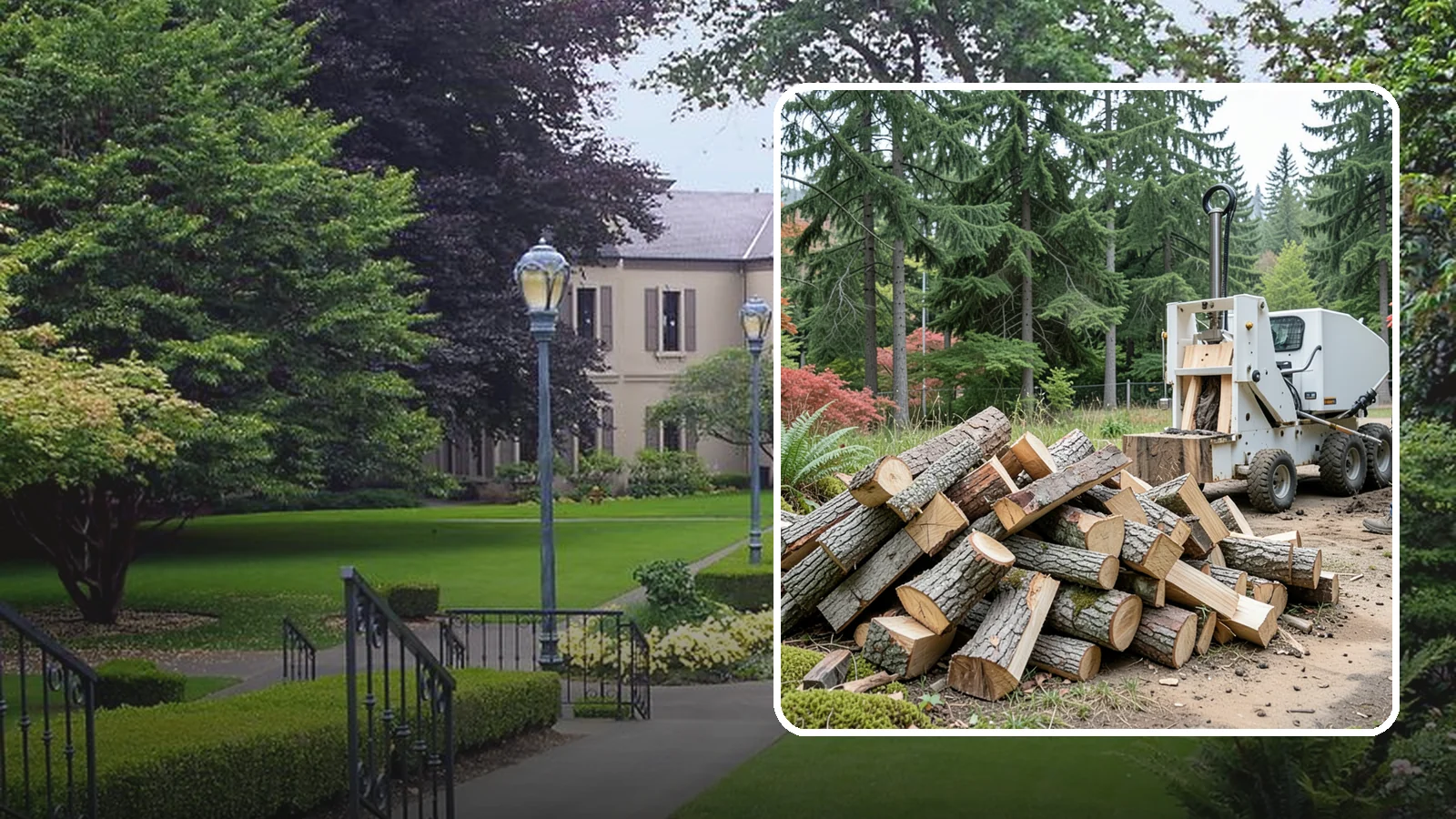 Portable Log Splitting in Woodinville, King County, WA - We bring a portable splitter directly to your property to process logs wherever they landed.