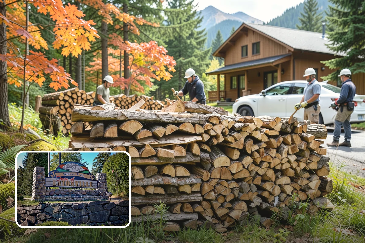 Residential Firewood Delivery in Eatonville, Pierce County, WA - Wood placed where it is most convenient for you