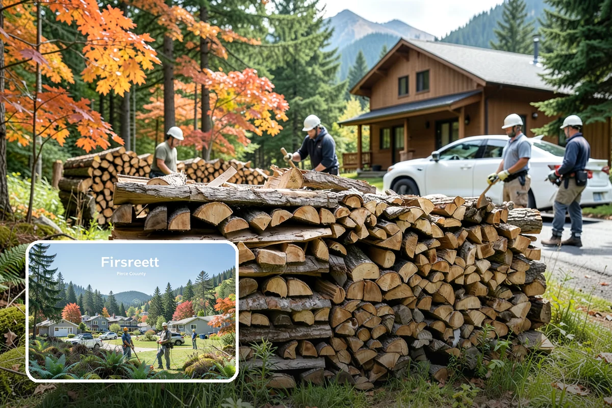 Residential Firewood Delivery in Fircrest, Pierce County, WA - Wood placed where it is most convenient for you