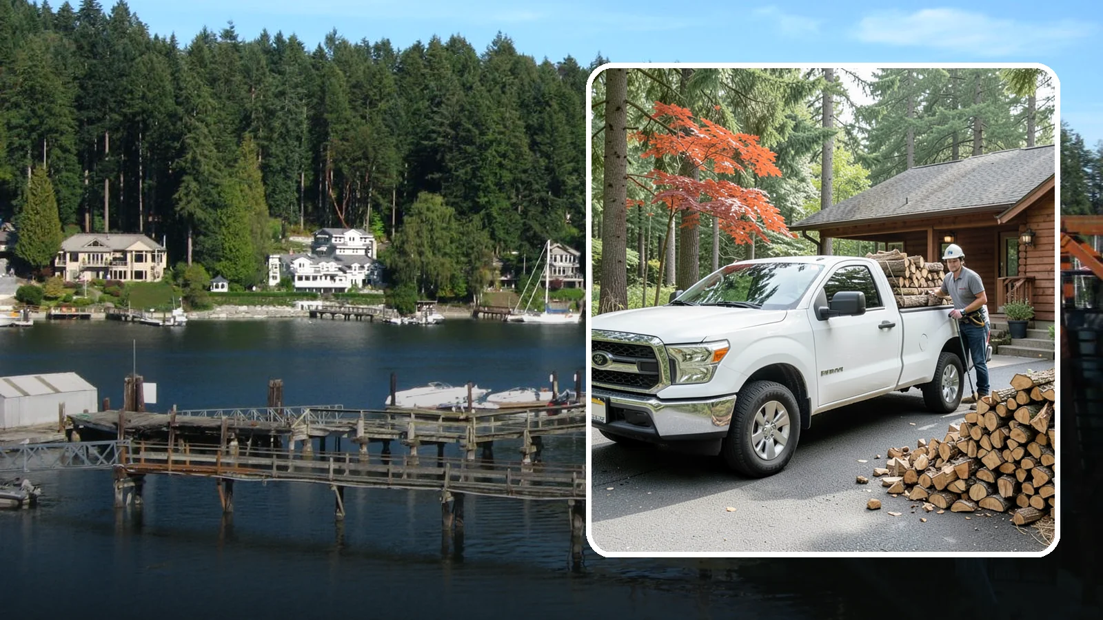 Residential Firewood Delivery in Gig Harbor, Pierce County, WA - We deliver seasoned firewood directly to homes, placing it exactly where you want it around your Pacific Northwest property.