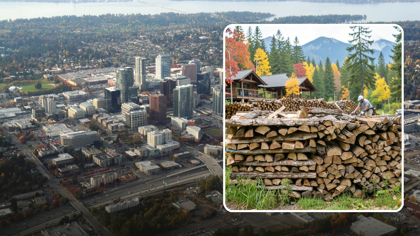 Resort Firewood in Bellevue, King County, WA - We provide Pacific Northwest resorts with clean, seasoned firewood for guest fireplaces, fire pits, and gathering areas.
