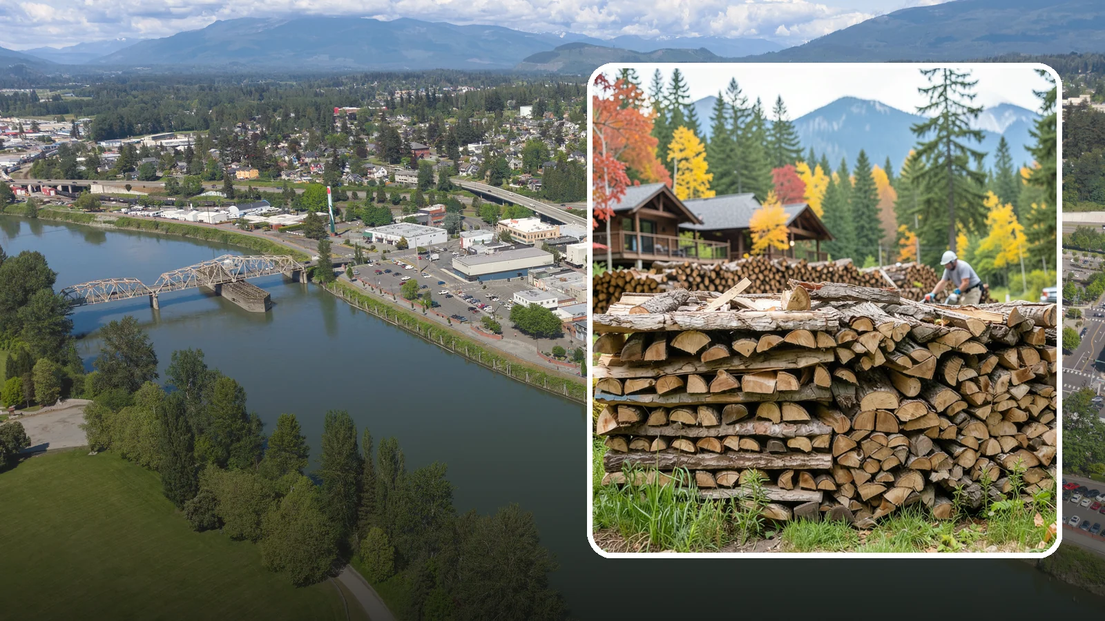 Resort Firewood in Mount Vernon, Skagit County, WA - We provide Pacific Northwest resorts with clean, seasoned firewood for guest fireplaces, fire pits, and gathering areas.