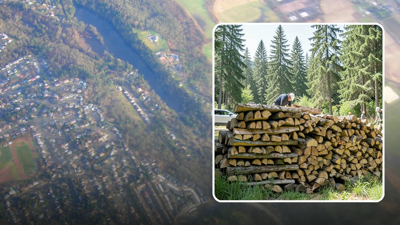 Rick of Firewood in Algona, King County, WA - A rick of firewood, a stacked row of wood offering a flexible mid-size quantity for home burning.