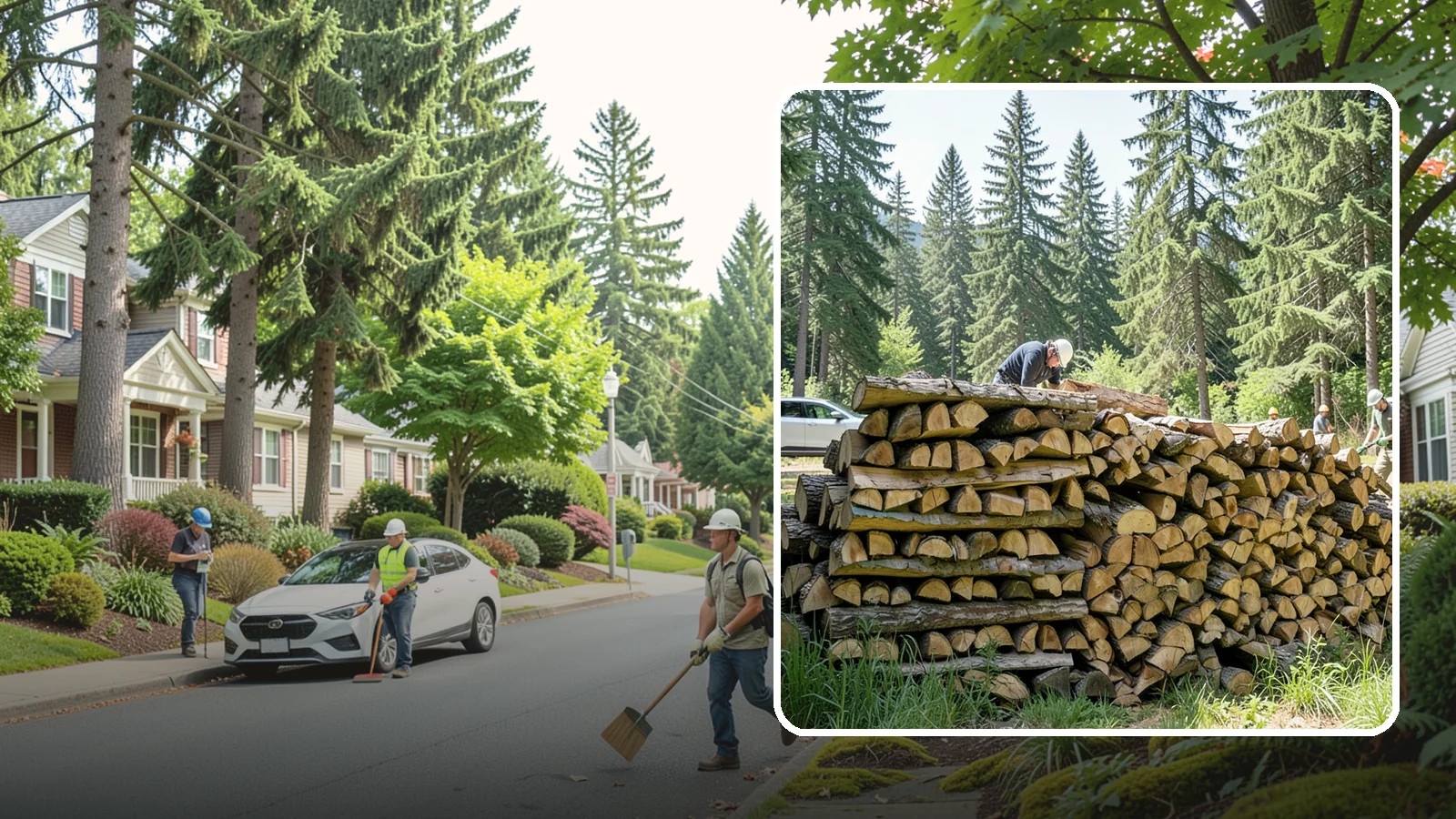 Rick of Firewood in Beaux Arts Village, King County, WA - A rick of firewood, a stacked row of wood offering a flexible mid-size quantity for home burning.